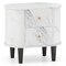 White Faux Marble Nightstand with 2 Drawers and Raised Oval Tabletop